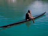 Inuit in Traditional Kayak, Greenland, Polar Regions