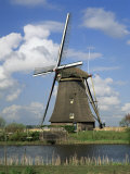 Canal and Windmill at Kinderdijk, Unesco World Heritage Site, Holland