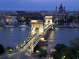 View Over Chain Bridge and St. Stephens Basilica, Budapest, Hungary