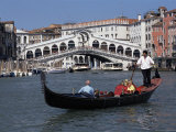 Gondola on the Grand Canal Near the Rialto Bridge, Venice, Veneto, Italy