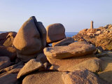 Sunset Over Rocks and Lighthouse at Pars-Kamor, Ploumanach, Breton Corniche, Cotes d'Armor