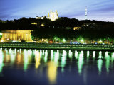 Basilique Notre Dame De Fourviere, Tour Mettalique, River Saone, Lyon, Rhone, France