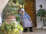 Buy Old Woman Dozing at Monastery, Paleokastritsa, Corfu, Greek Islands, Greece at AllPosters.com