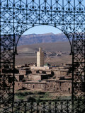 View of Telouet and High Atlas Mountains from the Kasbah, Telouet, Morocco, North Africa, Africa