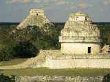 Mayan Observatory and the Great Pyramid Beyond, Chichen Itza, Unesco World Heritage Site, Mexico