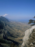 St. Hilarion View to the West Over Karaman Village and Mediterranean, Cyprus, Mediterranean