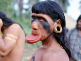 Portrait of a Suya Indian Man with Lip Plate, Brazil, South America