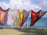 Batiks on Line on the Beach, Turtle Beach, Tobago, West Indies, Caribbean, Central America