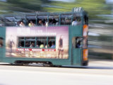 Tram Travelling at Speed, Causeway Bay, Hong Kong Island, Hong Kong, China