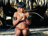 Yanomami with Vine for Basket Making, Brazil, South America