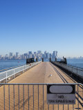 No Trespassing Sign on Jetty Facing Manhattan Skyline, Liberty Island, New York City, USA Photographic Print