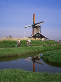 Buy People Riding Bicycles, Zaanse Schans, Near Amsterdam, Holland at AllPosters.com