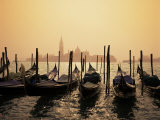 Gondolas and the Church of San Giorgio Maggiore, Venice, Veneto, Italy