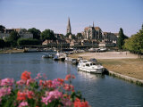 River Yonne, with St. Germain Abbey Beyond, Auxerre, Yonne, Burgundy, France Photographic Print