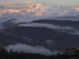 Buy Sunset on Snowy Kangchendzonga with Tree Covered Hills in Foreground, Sandakphu, West Bengal State at AllPosters.com