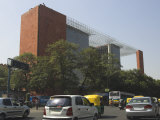 Cars on the Road and the India Air Building, Connaught Place, New Delhi, Delhi, India