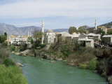 Grand Mosque (Karadjoz Beg) and River Neretya, Mostar, Bosnia Herzegovina
