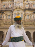 Buy Elderly Museum Guard in White Uniform with Yellow and Green Turban, Meherangarh Fort at AllPosters.com