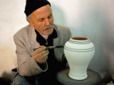 Man Painting Pottery Vase, Potters Village of Safi, Atlantic Coast, Morocco, North Africa, Africa