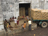 Buy Warehouse Workers Having Rest Break at Carrit Moran & Company's Tea Warehouses at Kolkata Port at AllPosters.com