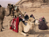 Group of Bedouin and Camels, Wadi Rum, Jordan, Middle East