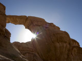 Sun's Rays, Natural Rock Arch, Desert Scenery, Wadi Rum, Jordan, Middle East