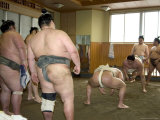 Buy Sumo Wrestlers Practising, Tokyo City, Honshu Island, Japan at AllPosters.com