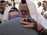 Man Being Blessed at the Western Wailing Wall, Old Walled City, Jerusalem, Israel, Middle East