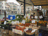 Fruit and Vegetable Stall at Canal Side Market, Venice, Veneto, Italy