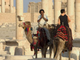 Young Men on Camels, Archaelogical Ruins, Palmyra, Unesco World Heritage Site, Syria, Middle East