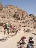 Tourist on Camels in Petra, Unesco World Heritage Site, Wadi Musa (Mousa), Jordan, Middle East