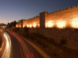 Buy Night Time Lights of Traffic, Jaffa Gate, Old Walled City, Jerusalem, Israel, Middle East at AllPosters.com
