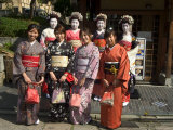 Girls Wearing Yukata, Kimono, Geisha, Maiko (Trainee Geisha) in Gion, Kyoto City, Honshu, Japan