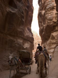 Horse and Cart Ride Through the Siq, Petra, Wadi Musa (Mousa), Jordan, Middle East