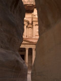View of the Treasury from the Siq, Petra, Unesco World Heritage Site, Wadi Musa, Jordan