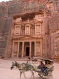 Horse and Carriage in Front of the Treasury (Al-Khazneh), Petra, Unesco World Heritage Site, Jordan