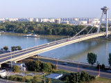 Snp Bridge Spans Danube River, Bratislava