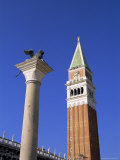 San Marco Column and San Marco Campanile, Venice, Unesco World Heritage Site, Veneto, Italy
