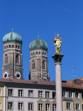 Frauenkirche Towers and Mariensaule (St. Mary's Column), Munich, Bavaria, Germany