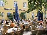 People Sitting at an Outdoor Cafe on Karlsplatz, Stuttgart, Baden Wurttemberg, Germany
