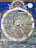 Wheel of Life Wall Art, Tikse Gompa, Tikse, Ladakh, Indian Himalaya, India