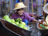 Local Women Share a Joke at Damnoen Saduak Floating Market, Thailand, Southeast Asia