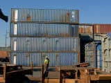 Worker Walks Towards Rail Car, Washington State, USA