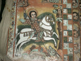 St. George and Dragon, Uran Kidane Meherate Church, Zege Peninsula, Lake Tana, Ethiopia, Africa
