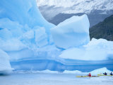 People Kayaking Near Floating Icebergs, Lago Gray, Torres Del Paine National Park, Patagonia
