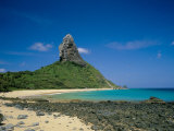 View of Praia Do Conceicao Beach and Morro Do Pico in the Background, Fernando De Noronha, Brazil