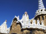 Bizarre Gaudi's Mosaics Roof, Guell Park (Parc Guell), Barcelona, Catalonia (Cataluna), Spain