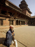 Old Man in the Royal Palace Courtyard, Durbar Square, Kathmandu Valley, Nepal
