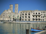 View Across Harbour to Duomo Vecchio, Molfetta, Puglia, Italy, Mediterranean