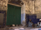 Pilgrims in the Hallway, Sufi Shrine of Gazargah, Herat, Herat Province, Afghanistan